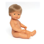 Miniland Educational Baby Doll Caucasian Boy Dark Blonde 38cm