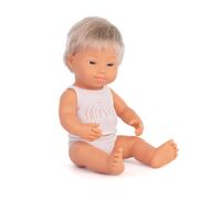 Miniland Baby Doll Caucasian Down Syndrome Boy 38 cm Blonde