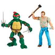Teenage Mutant Ninja Turtles TMNT & Stranger Things Upside Down Remix Raphael and Hopper Action Figure 2pk