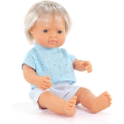 Miniland Educational My Friends & Me Baby Doll Blonde Caucasian Boy Dressed 38cm