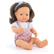 Miniland Educational My Friends & Me Baby Doll Caucasian Brunette Girl Dressed 38cm