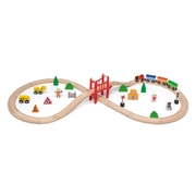 VIGA Wooden Pretend Play Toy 39pcs Train Set
