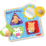 Melissa & Doug Ms. Rachel Wooden Peek-a-Boo Jumbo Peg Puzzle – 4 Pieces