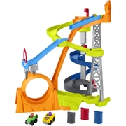Fisher Price Little People Hot Wheels Spiral Stunt Speedway Toddler Race Track Playset