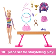 Large View Barbie Gymnastics Playset With Blonde Fashion Doll HRG52