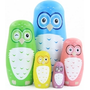 Russian Bubushka Nesting Dolls 5 pc Owl