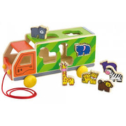 Viga Wooden Toy Pull Along Shape Sorter- Animal Truck