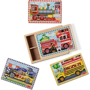 Melissa & Doug Wooden Jigsaw Puzzles in a Box Vehicles 4-in-1 (73106)