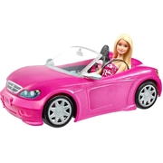 Barbie Doll & Car Playset Sparkly Pink 2-Seater Toy Convertible DJR55