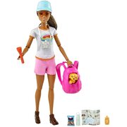 Barbie Hiking Doll, Brunette with Puppy & 9 Accessories,
