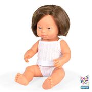 Miniland Baby Doll Caucasian Down Syndrome Girl 38 cm Brunette