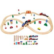 VIGA Wooden Pretend Play Toy 49pcs Train Set