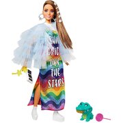 Barbie Extra Doll #9 in Blue Ruffled Jacket with Pet Crocodile