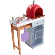 Barbie Outdoor Furniture Set with Brick Pizza Oven and Accessories Playset