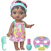 Baby Alive Glam Spa Baby Doll, Flamingo 12.4-Inch Waterplay Toy Black Hair