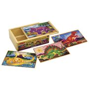 Melissa & Doug Wooden Jigsaw Puzzles in a Box Dinosaur 4-in-1
