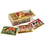 Melissa & Doug Wooden Jigsaw Puzzles in a Box Farm 4-in-1