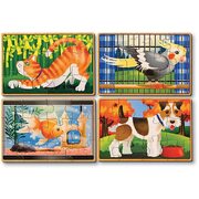 Melissa & Doug Wooden Jigsaw Puzzles in a Box Pets 4-in-1