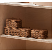 Set of 3 Rattan Look Storage Boxes
