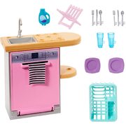 Barbie Indoor Furniture Dishwasher and Washing Accessories Playset HJV34