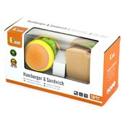 Viga Wooden Pretend Toys - Kitchen Food - Hamburger and Sandwich Set