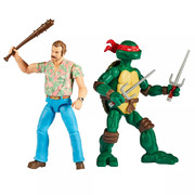 Teenage Mutant Ninja Turtles TMNT & Stranger Things Upside Down Remix Raphael and Hopper Action Figure 2pk