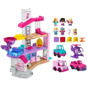 Fisher Price Little People Barbie Litlle DreamHouse Bundle with 7 Figures and 4 Vehicles