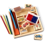 Melissa & Doug Wooden Vehicle Stamp Set