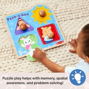 Melissa & Doug Ms. Rachel Wooden Peek-a-Boo Jumbo Peg Puzzle – 4 Pieces