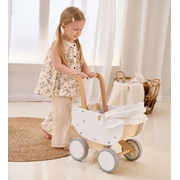 VIGA Wooden Pretend Play Toy Doll Pram White