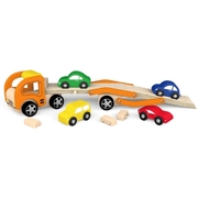 Viga Wooden Educational Toys Car Carrier with 4 Cars