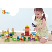 Viga Wooden Blocks Farm 50pc
