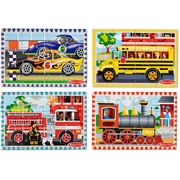 Melissa & Doug Wooden Jigsaw Puzzles in a Box Vehicles 4-in-1 (73106)
