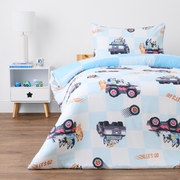 Bluey Reversible Kids Quilt Cover Set Bluey Let's go- Single Bed
