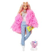 Barbie Extra Doll #3 in Pink Coat with Pet Unicorn