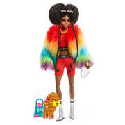 Barbie Extra Doll #1 in Rainbow Coat with Pet Poodle