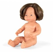 Miniland Baby Doll Caucasian Down Syndrome Girl 38 cm Brunette