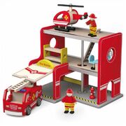 Viga Wooden Toy Fire Station W/Accessories