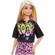 Barbie Fashionistas Doll #155 with Long Blonde Hair Wearing ?Rock? Graphic T-Shirt