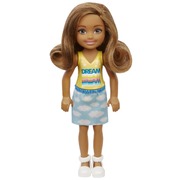 Barbie Chelsea Doll Brunette Blue Skirt with Cloud Print Outfit