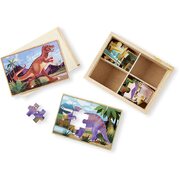 Melissa & Doug Wooden Jigsaw Puzzles in a Box Dinosaur 4-in-1