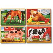 Melissa & Doug Wooden Jigsaw Puzzles in a Box Farm 4-in-1