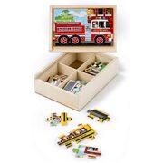 Melissa & Doug Wooden Jigsaw Puzzles in a Box Vehicles 4-in-1