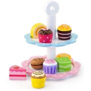 VIGA Wooden Pretend Play Toy Teatime Dessert with Stand