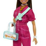 Barbie Doll In Trendy Pink Jumpsuit With Accessories And Pet Puppy HPL76
