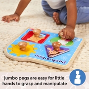 Melissa & Doug Ms. Rachel Wooden Peek-a-Boo Jumbo Peg Puzzle – 4 Pieces