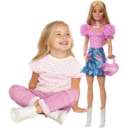 Large View Barbie Large doll - Blonde Pink Top, Denim Skirt, & Cowboy Boots 28" 71cm HYT84