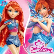 Winx Club Bloom Fairy 10.5" Fashion Doll with Glitter Outfit and Removable Wings