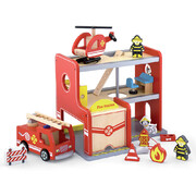 Viga Wooden Toy Fire Station W/Accessories