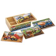 Melissa & Doug Wooden Jigsaw Puzzles in a Box Construction Vehicles 4-in-1